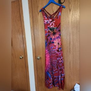 Red Tie Dye Strappy Back Dress